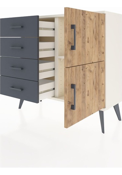 Arges Şifonyer Tek Raflı 4 Çekmeceli 2 Kapaklı 88x30x80 Aytaşı-çam/antrasit Çam/antrasit Arges Şifonyer Tek Raflı 4 Çekmeceli 2 Kapaklı 88x30x80 Aytaşı-çam/antrasit Çam/antrasit
