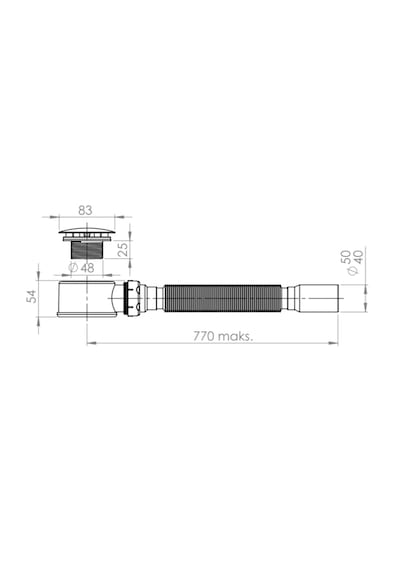 Yapıtaşı Yt74 Silindirik Duş Teknesi Sifonu Körüklü 50mm