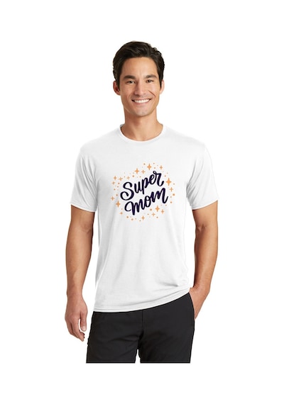 Anneler Günü Super Mom Beyaz Erkek Tshirt Beyaz