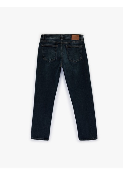 Koton Normal Bel Cepli Straight Fit Jean Pantolon - Mark Jean Koyu İndigo 6sam40147nd