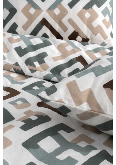 Cotton Collection Kışlık Pazen Çift Kişilik Nevresim Seti Geo Harmony Renkli