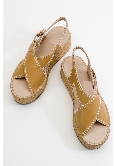 Luvishoes Bellezza Koyu Bej Cilt Hakiki Deri Kadın Sandalet Koyu Bej