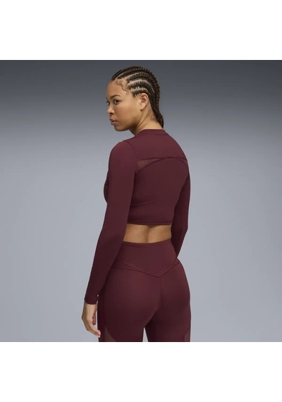 Puma W Puma Shape Cropped Ls Bordo Kadın Antrenman T-shirt