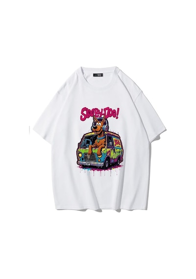 Brz Collectıon Brz Collection Unisex Oversize Scooby Doo T-shirt Beyaz