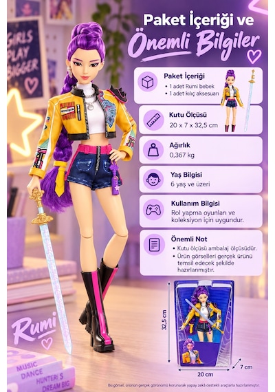K-pop Demon Hunters Rumi How It's Done Bebek Huntr/x Saingeom Aksesuarlı - 29.2 Cm