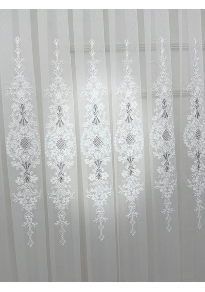 Selen 2895 Gümüş 1/2,5 Pileli Tül Perde, 100 X 270 Çok Renkli