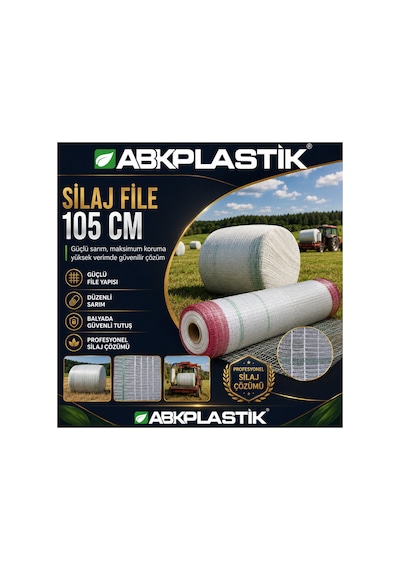 Abk-sıf105-3000m 105 Cm X 3000 M Silaj File Abkplastik Balya Filesi