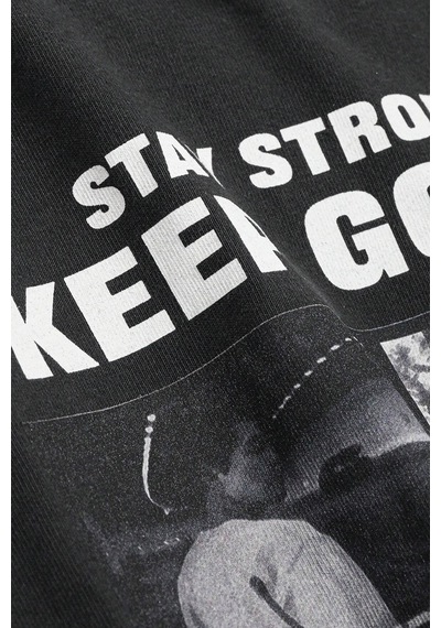 Unisex Keepgoing Baskılı Tasarım Tshirt Siyah