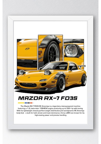 Mazda Rx-7 Fd3s Çerçeveli Tablo - Mazda Car Poster
