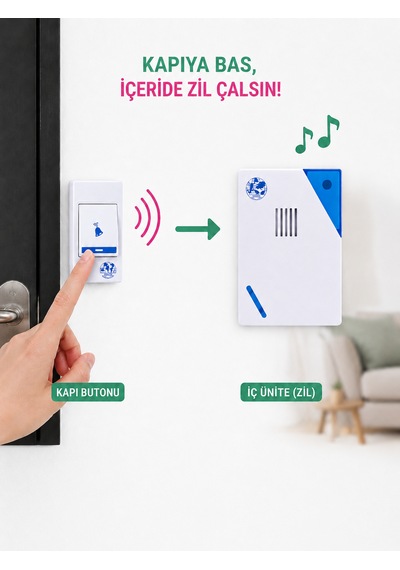 Kırgıl Wireless Kablosuz Kapı Zili 32 Melodili Pilli Kapı Zili