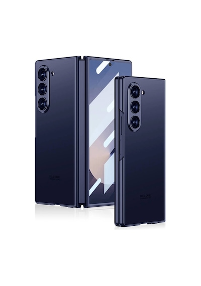 Galaxy Uyumlu Z Fold 6 Kılıf Titanyum Metal Tasarımlı Redclick Kıpta Caz Kapak - Mavi