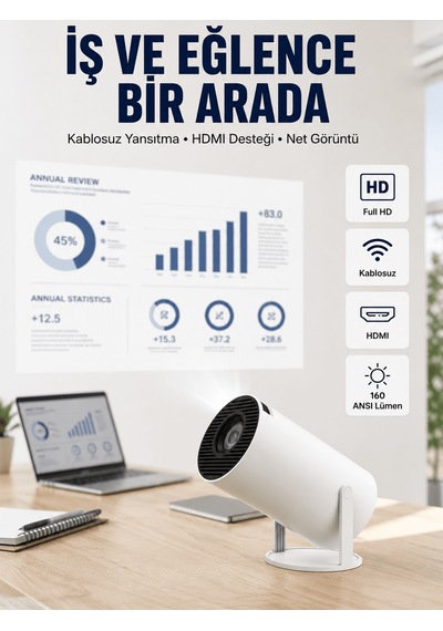 Shnstore Hdmı Ve Usb Girişli Uzun Ömürlü Ampullü Projeksiyon Shntknd0720