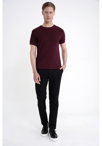 Efor Comfort Fit Rayon Karışımlı Bordo Bisiklet Yaka Tişört Ts 925