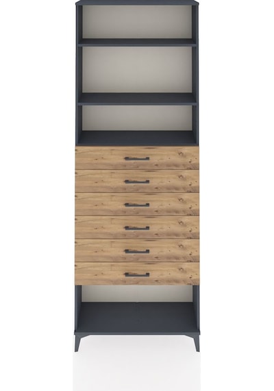 Arges Dolap 3 Raflı 6 Çekmeceli 88x30x243 Antrasit-çam Antrasit