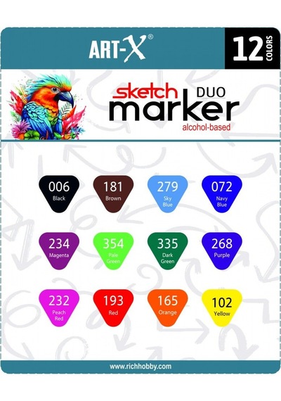 Art-x Sketch Marker Çift Taraflı 12 Renk