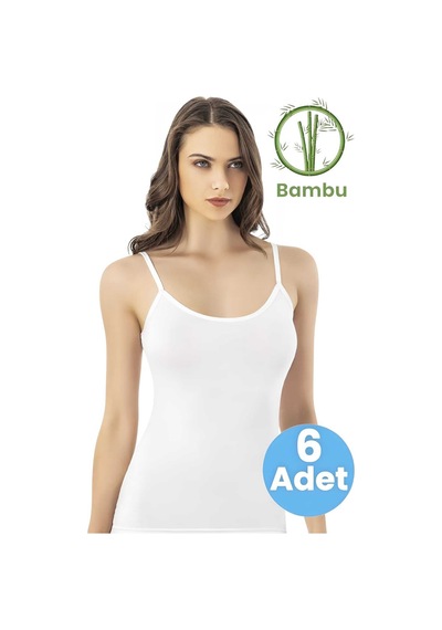 Tezzgelsin Kadın 6'lı İp Askılı Bamboo Atlet Beyaz