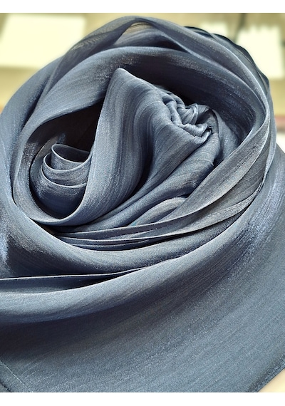 İpek Dükkanı Organza Shımmer Abiye Üzeri Parlak Şal Kot Mavi