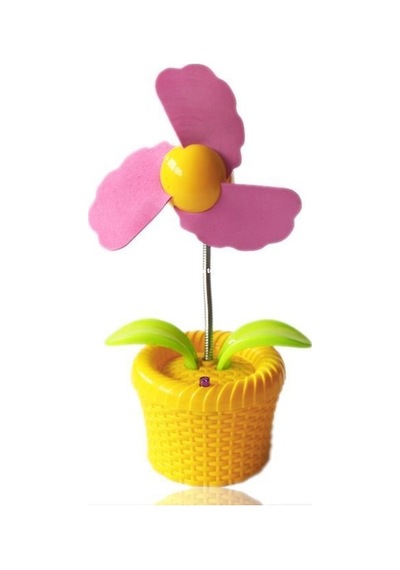 BUFFER® Işıklı Çiçekli Fan Pilli USB'li Saksı Çiçek Aparat