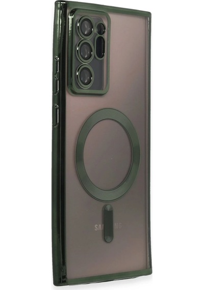 Newface Samsung Galaxy Uyumlu Note 20 Ultra Kılıf Kross Magneticsafe Kapak - Glblseme - 84 Koyu Yeşil