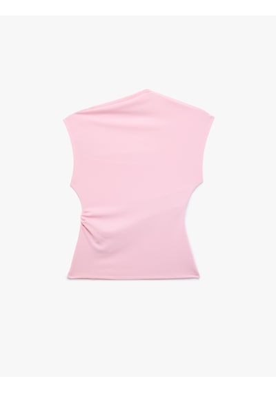 Koton Asimetrik Yaka Drapeli Kolsuz Bluz Pembe 6sal60010ık Gül