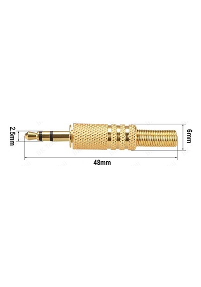 2.5mm Stereo Erkek Jak Lehim Konektörü Altın Kaplama