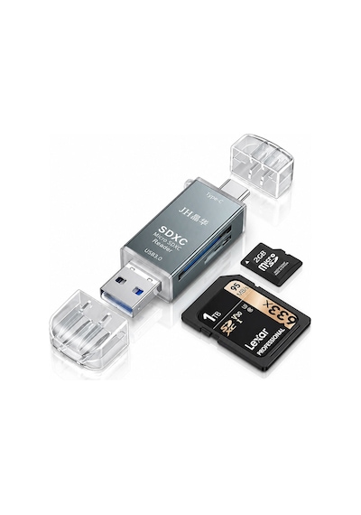 Usb 3.0 Type-c Sd Tf Microsd Kart Okuyucu Otg Adaptör, Çift Girişli Hafıza Kart Reader, Telefon Tablet Pc Laptop Kamera Drone Uyumlu, Alüminyum Gövde, Tak Çalıştır D498