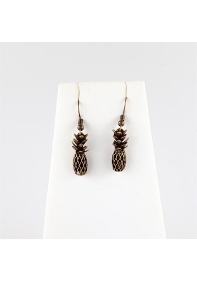 Bronz Ananas Küpe Damla Tip Çok Renkli