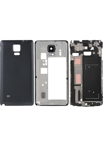 Cbtx Galaxy Note 4 / N910f Uyumlu Tam Muhafaza Kapağı Ön Muhafaza Lcd Çerçeve Çerçeve Plakası Pil Arka Kapağı Siyah