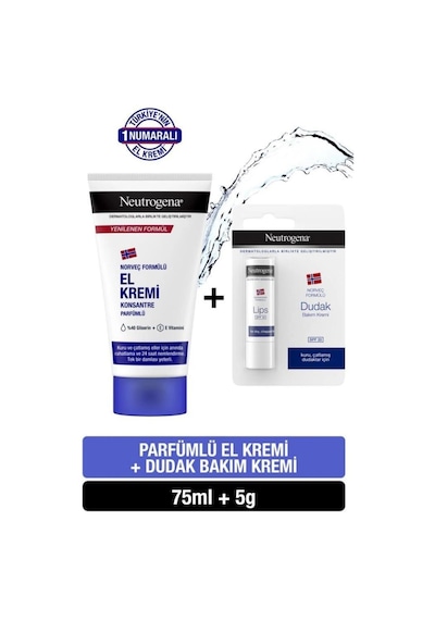 Neutrogena Parfümlü El Kremi 75 Ml + Nemlendirici Ayak Kremi 100 Ml + Dudak Kremi Hediyeli Set