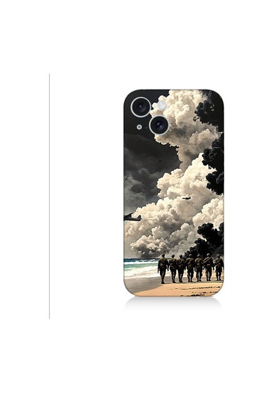 Apple Uyumlu iPhone 15 Askerler Ve Duman Desenli Silikon Kılıf Silikon