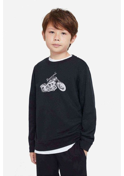 Tshirthane Motorsiklet Baskılı Unisex Çocuk Siyah Sweatshirt (528502020) Siyah