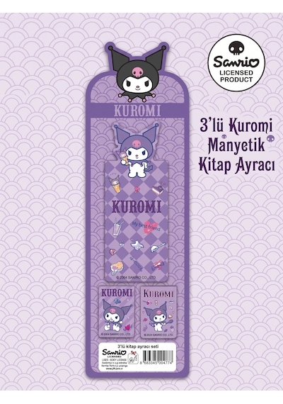 Bakgelal Sanrio Lisanslı Kuromi 3 Lü Manyetik Kitap Ayracı Seti Pastel Dondurma Tasarım - 9019817407774