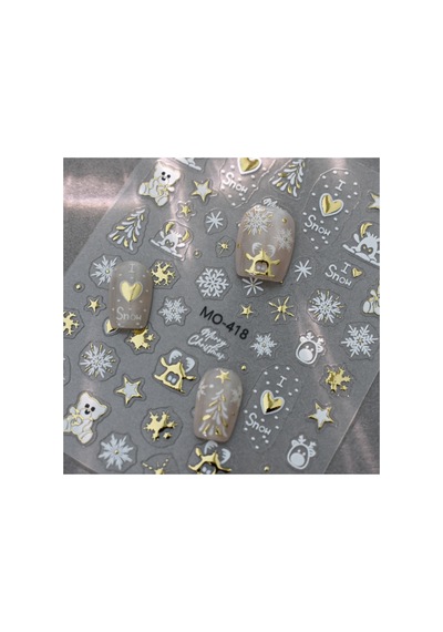 Çam Ağacı Kar Tanesi Yılbaaşı Yeni Yıl Noel 3d Tasarım Yapışkan Sticker Tırnak Dövmesi Nail Art-418