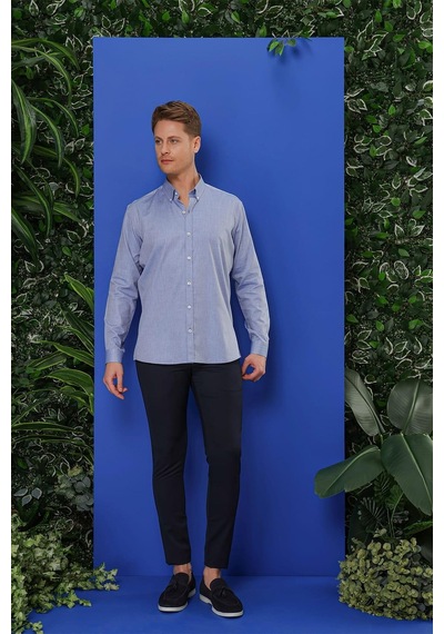 Efor Gk 678 Slim Fit Koyu Mavi Klasik Gömlek Koyu Mavi