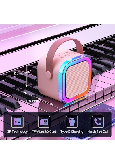 Mini Taşınabilir Bluetooth Karaoke Hoparlör Kablosuz Mikrofon Ses Bombası