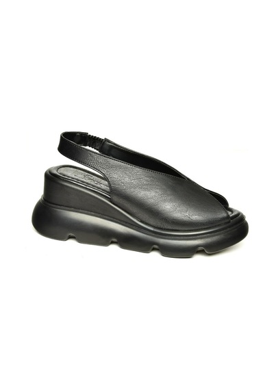 Fox Shoes U312255009 Siyah Kalın Tabanlı Kadın Sandalet Siyah-suni Deri Siyah