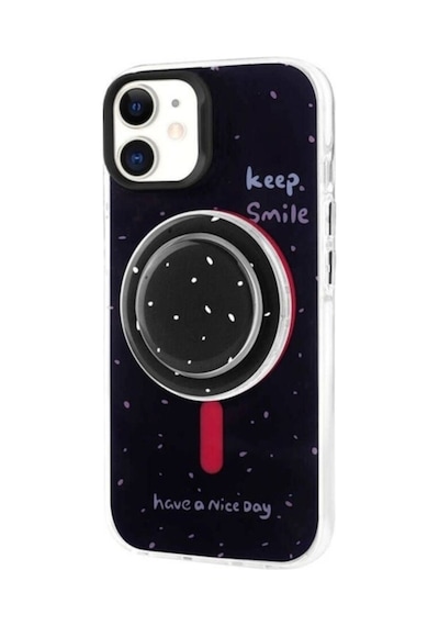 Apple Uyumlu iPhone 11 Kılıf M-safe Şarj Özellikli Tak-çıkar Pop Soketli Zore Tiktok Kapak Siyah