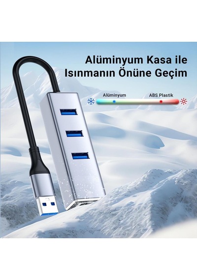 Alfalink Al-u222 10/100/1000mbps Type-c & Usb 3.0 Ethernet & Usb Hub Adaptör