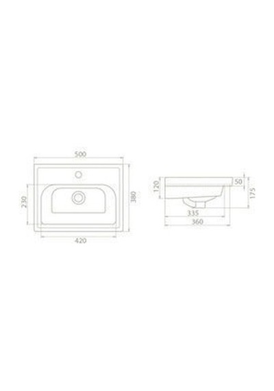 Turkuaz Seramik Cerastyle Frame Etajer Uyumlu Sağdan Delik Lavabo 50 x 28 CM