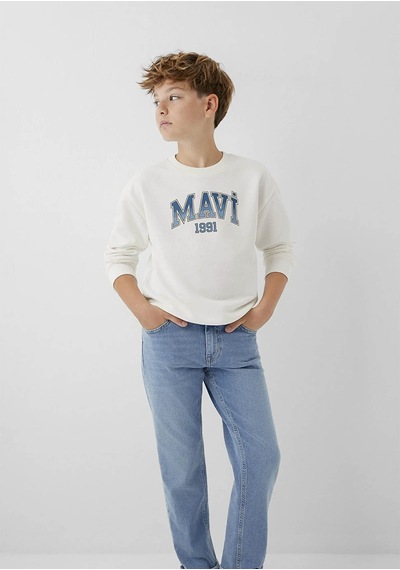 Mavi Logo Baskılı Ekru Erkek Çocuk Sweatshirt M6s10218-70057