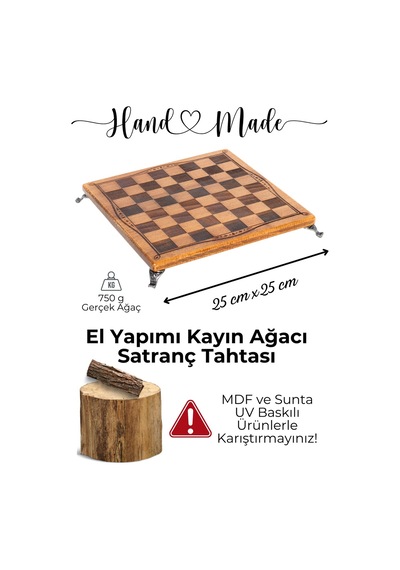 Mc102 Satranç Takımı 25x25cm - Bizans Figürlü Metal Taşlar Gerçek Ağaç Tahta El Yapımı Hediyel