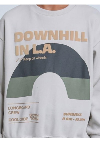 Jack Lions Erkek Çocuk Downhill Yazılı Yumuşak Dokulu Sweatshirt-14255 Gri