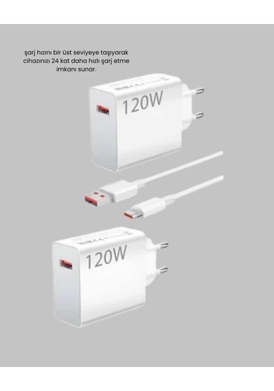 Ers 120w Hızlı Şarj Başlığı Ultra Güçlü Type-c Adaptör Kablo Dahil