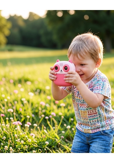 Çocuk Anında Baskılı Kamera 6 Renk Kalem 5 Rulo Kağıt Uczzzs5printerkamera Pembe