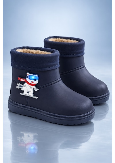 Muggo Mely Kürk Detaylı Unisex Çocuk Günlük Yağmur Ve Kar Botu Lacivert