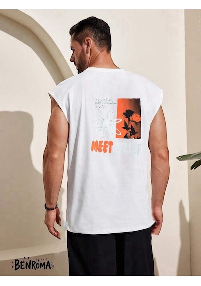 Meet Belıef Baskılı Kolsuz Tişört BEYAZ