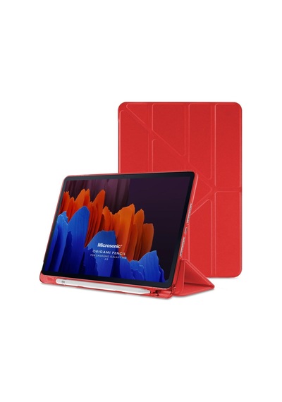 Samsung Galaxy Tab A9 Kılıf Origami Pencil Kırmızı Galaxy Tab A9 İle Uyumlu Kılıf - Kırmızı