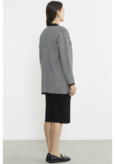 Oversize Cepli Petek Motifli Triko Ceket - Siyah 001