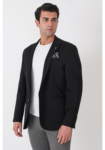 Comfort Fit Esnek Rayon Pamuk Karışım Torba Cepli Siyah Blazer Ceket C 744 Comfort Fit Esnek Rayon Pamuk Karışım Torba Cepli Siyah Blazer Ceket C 744