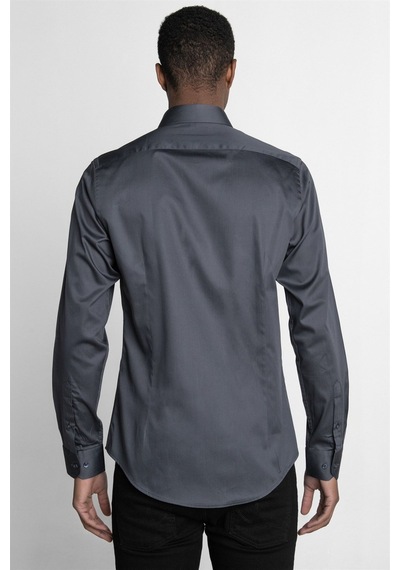 Tudors Slim Fit Koton Satenpremium Seri Erkek Antrasit Gömlek-26745-antrasit Antrasit